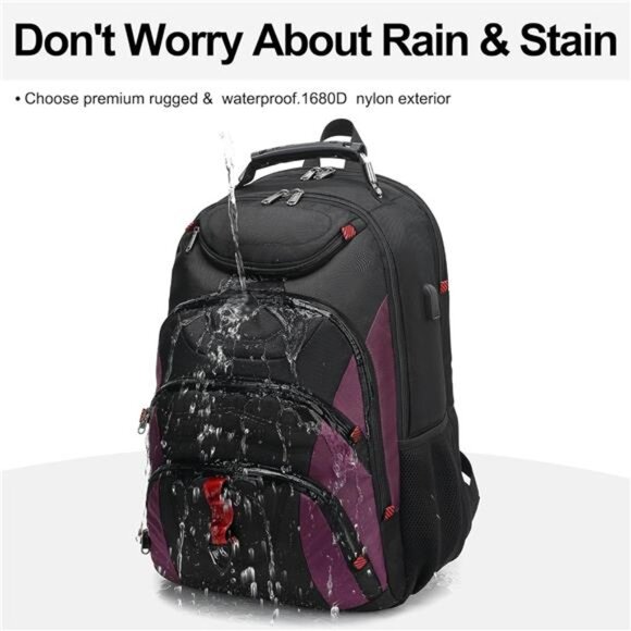 Laptop Backpack for men,17.3 inch Laptop Bag with USB Port,Waterproof Travel Bag - Picture 6 of 8